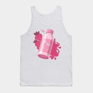 The cute pink strawberry milk bottle Tank Top